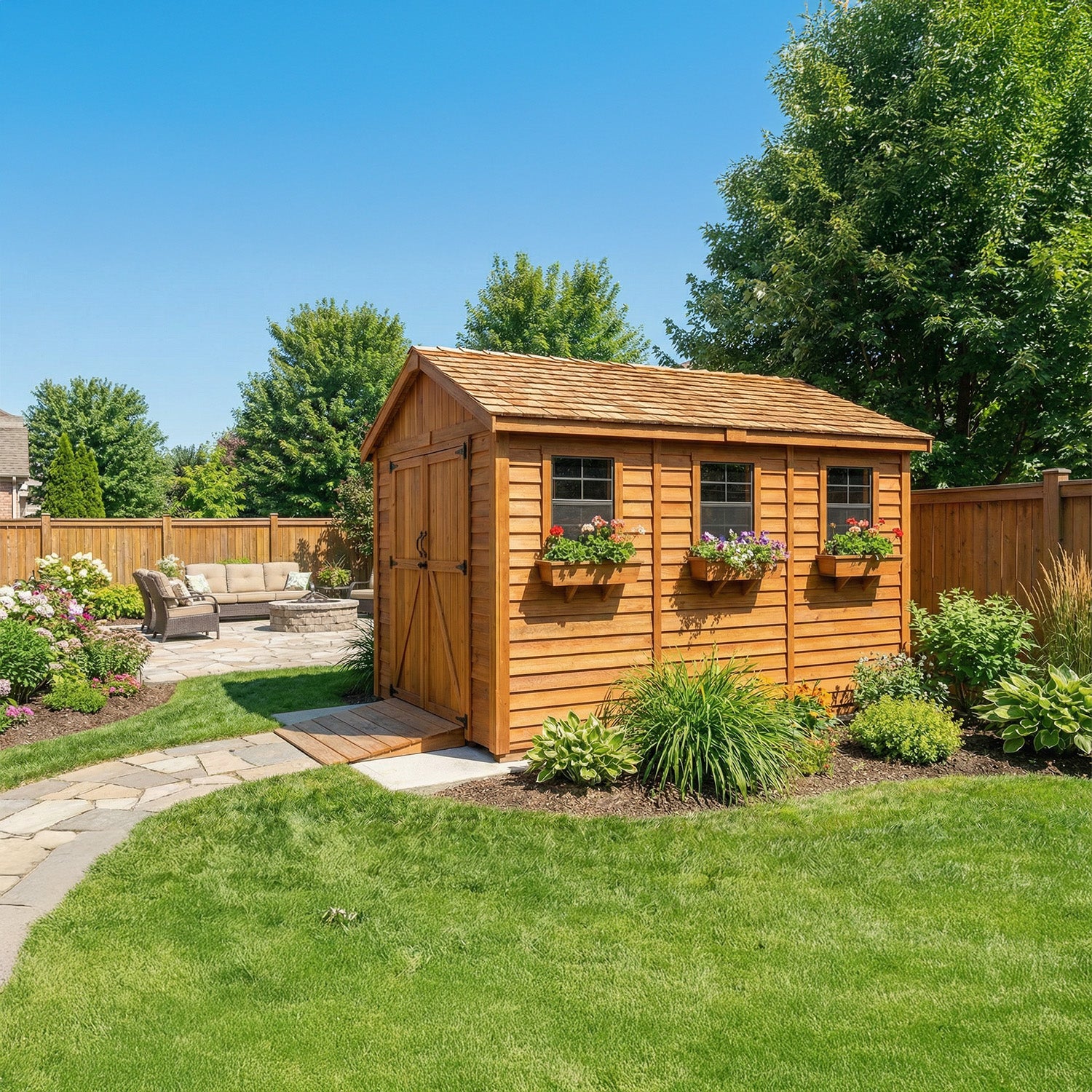 Outdoor Living Today 8x12 Western Red Cedar Spacemaster Garden Shed with Cedar Roof