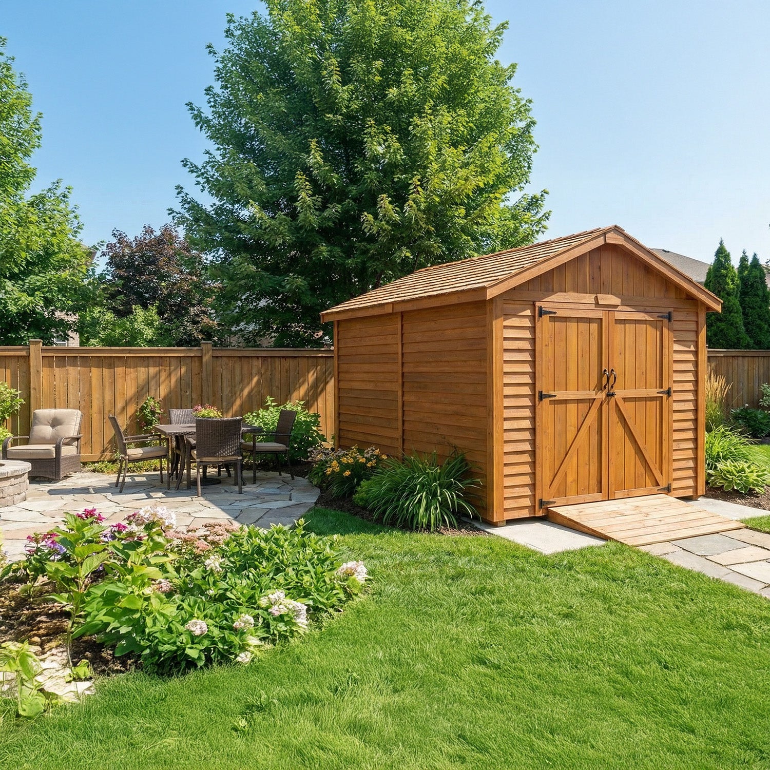 Outdoor Living Today 8x12 Western Red Cedar Spacemaster Garden Shed with Cedar Roof