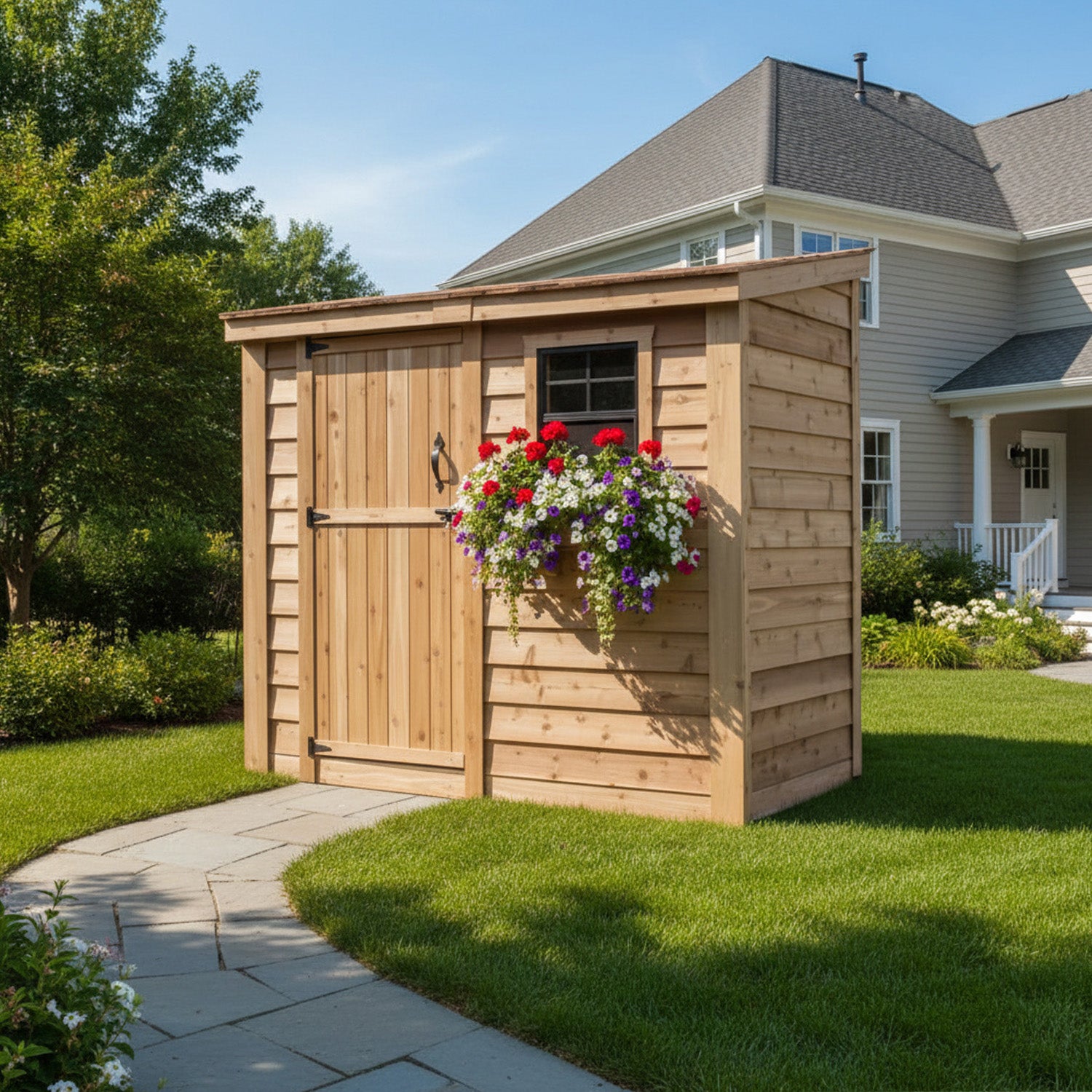 Outdoor Living Today 8x4 Western Red Cedar Spacesaver Shed Single Door with Cedar Roof
