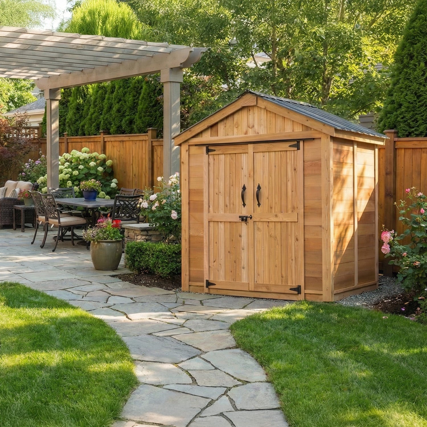 Outdoor Living Today 6x4 Western Red Cedar Space Master Shed Double Door with Cedar Roof