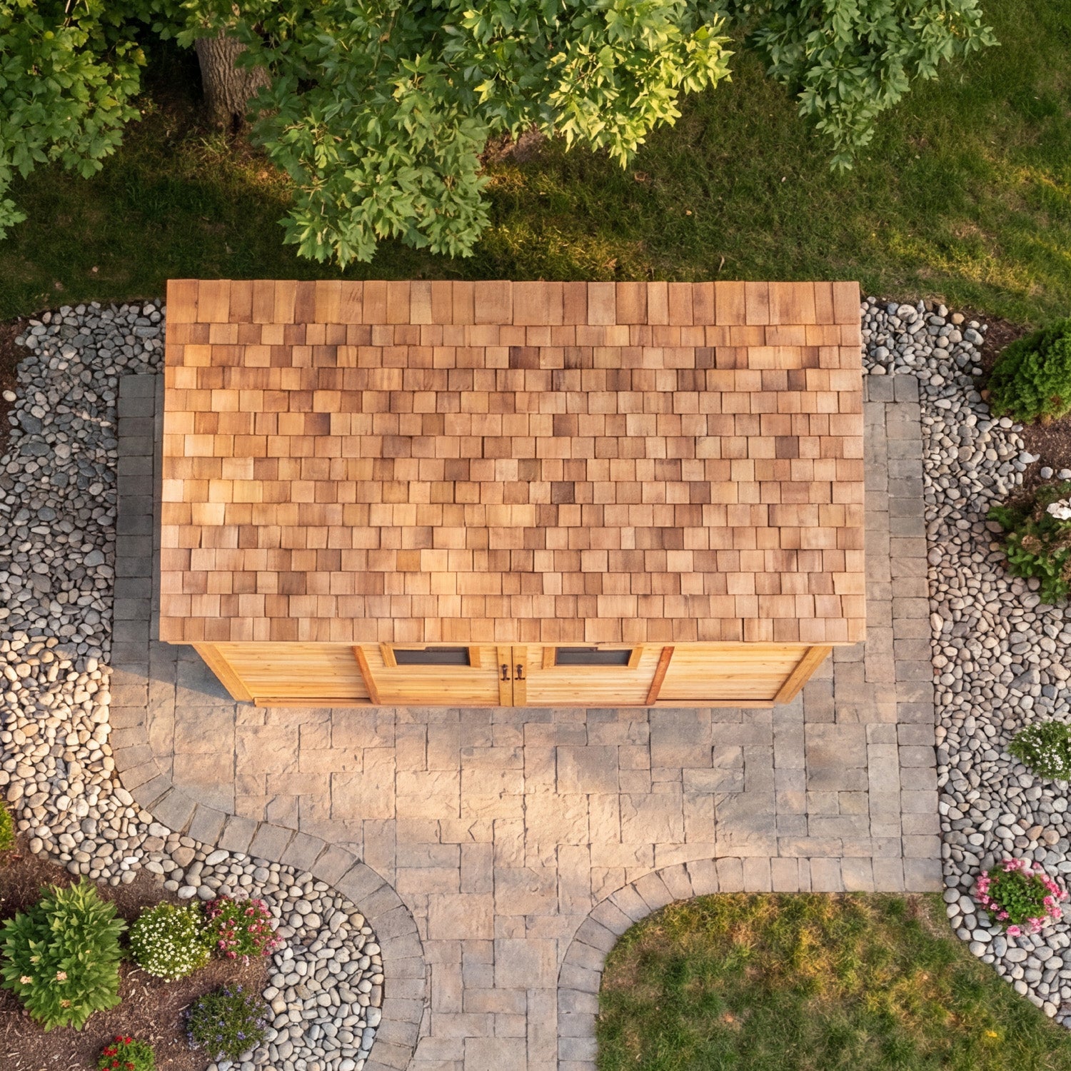 Outdoor Living Today 12x4 Western Red Cedar Spacesaver Shed Sliding Doors with Cedar Roof