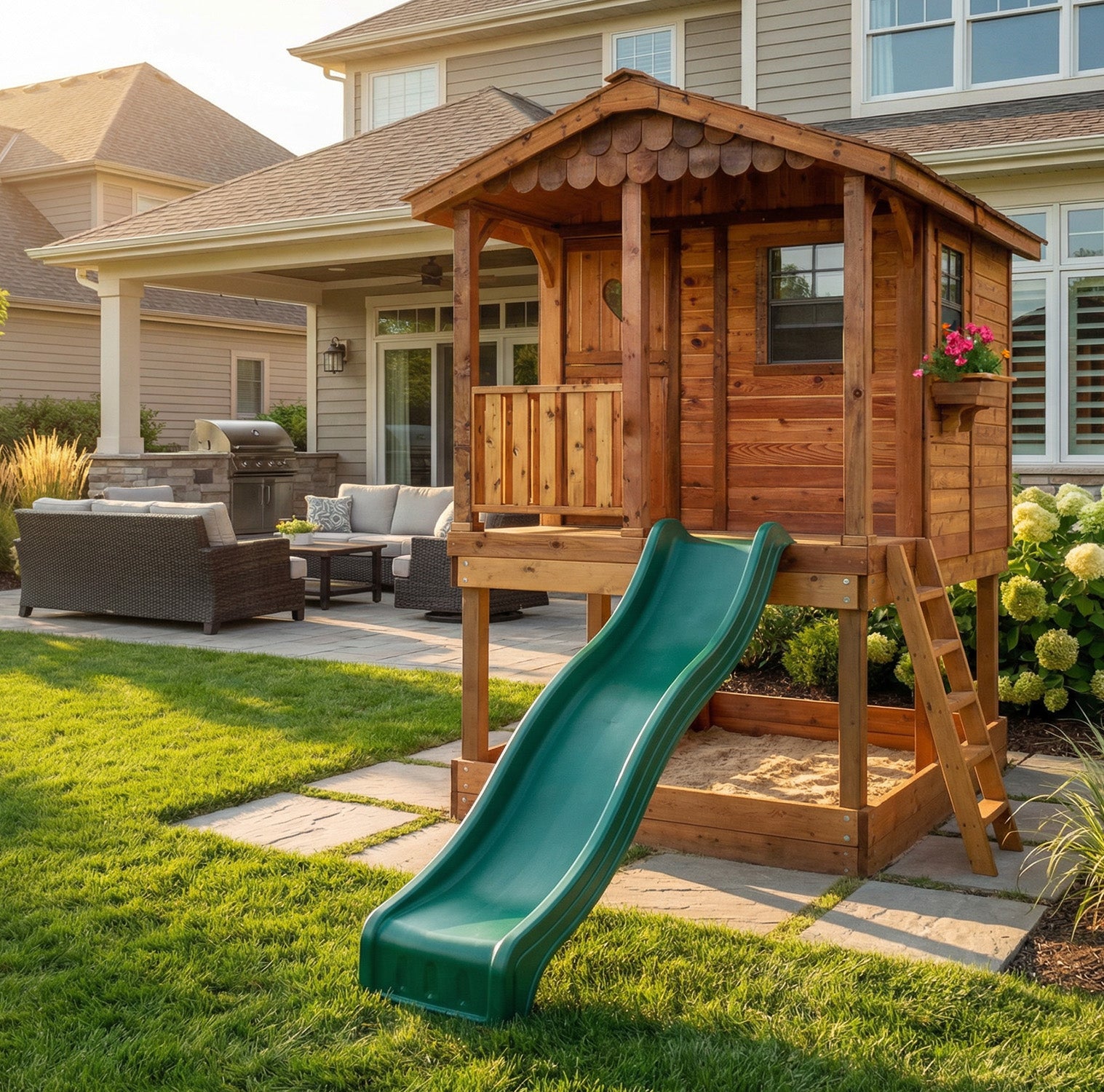 Outdoor Living Today 6x9 Western Red Cedar Sunflower Playhouse