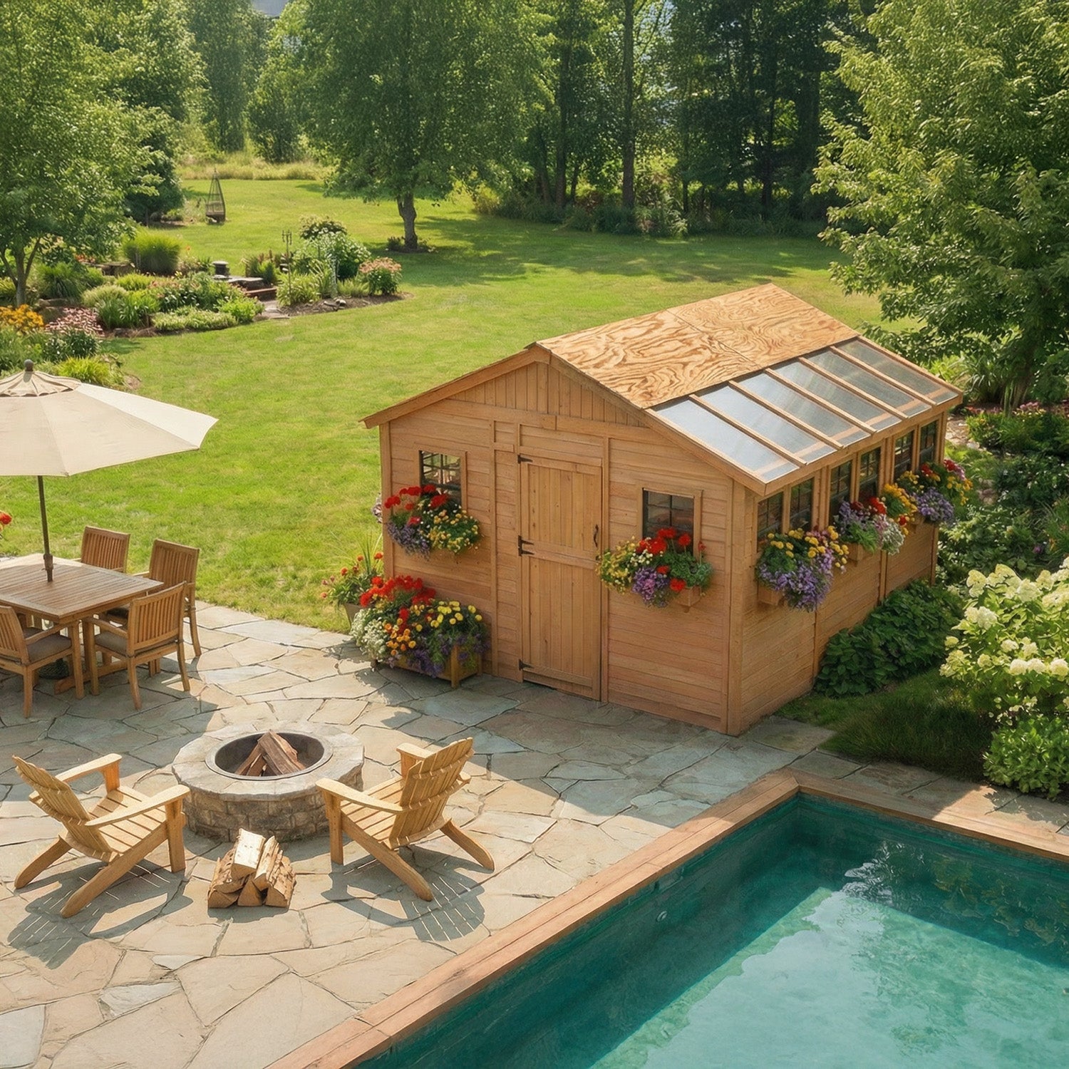 Outdoor Living Today 12x12 Western Red Cedar Sunshed Shed with Cedar Roof