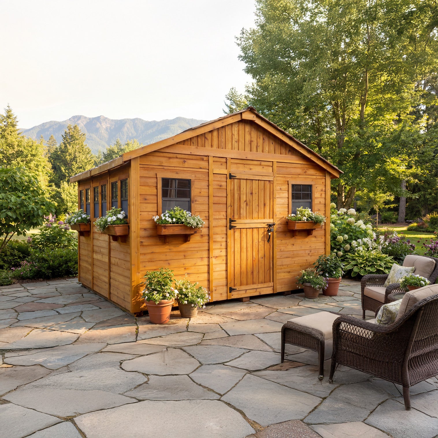 Outdoor Living Today 12x12 Western Red Cedar Sunshed Shed with Cedar Roof