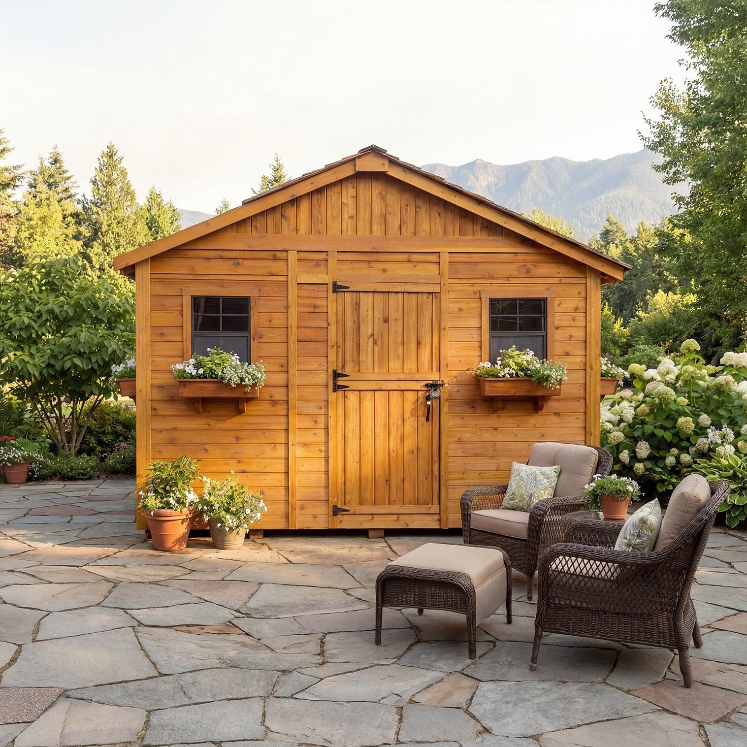 Outdoor Living Today 12x12 Western Red Cedar Sunshed Shed with Cedar Roof