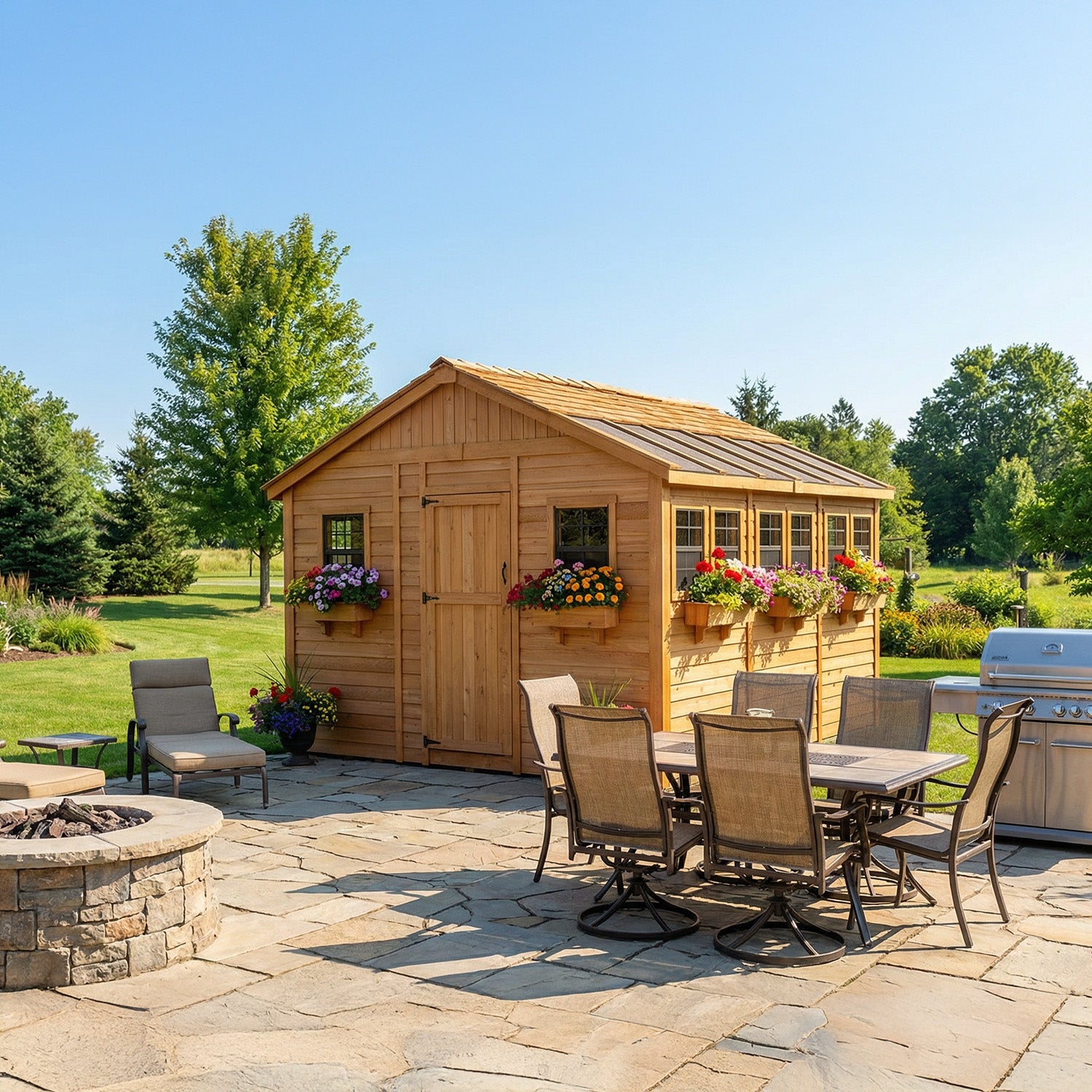 Outdoor Living Today 12x12 Western Red Cedar Sunshed Shed with Cedar Roof