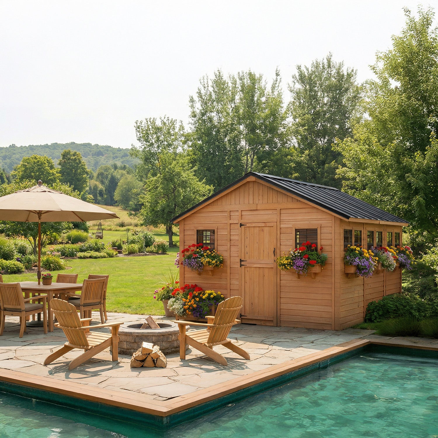 Outdoor Living Today 12x12 Western Red Cedar Sunshed Shed with Cedar Roof