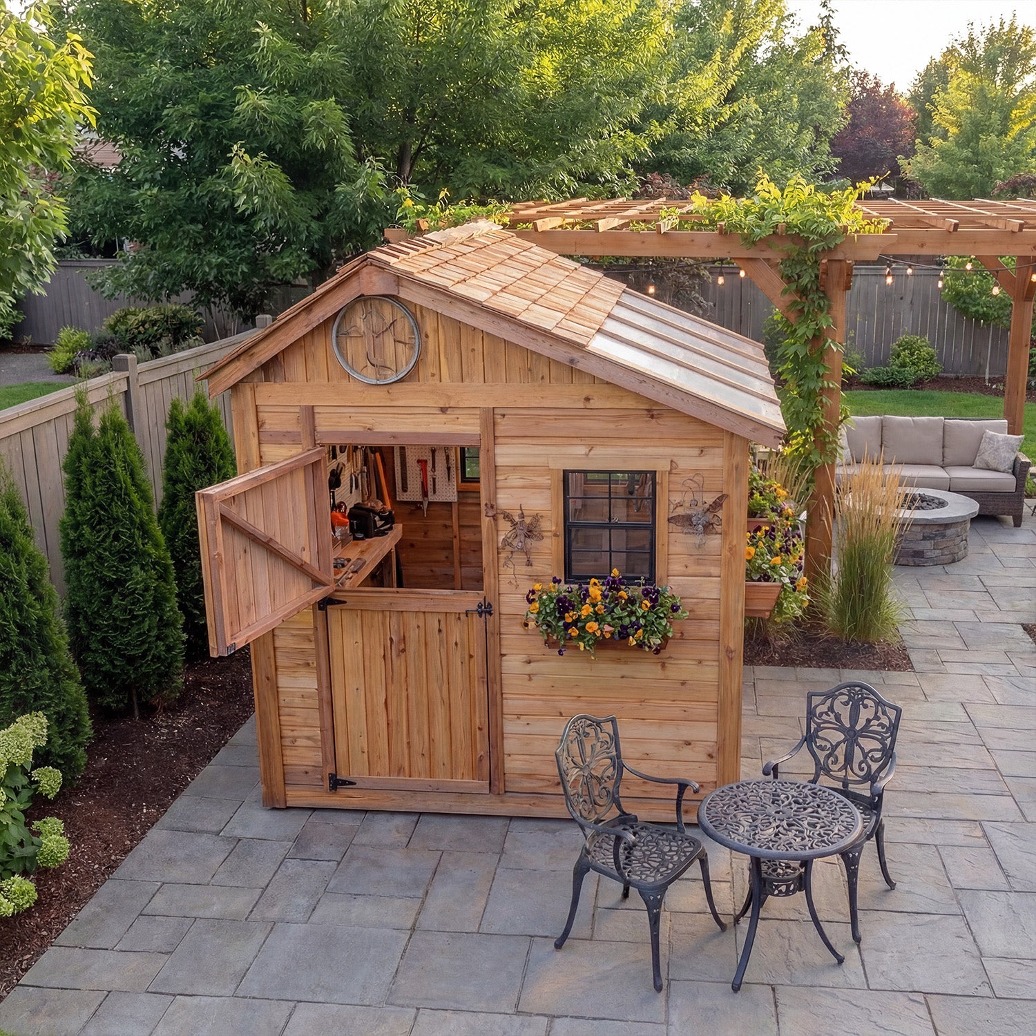 Outdoor Living Today 8x8 Western Red Cedar Sunshed Shed with Cedar Roof