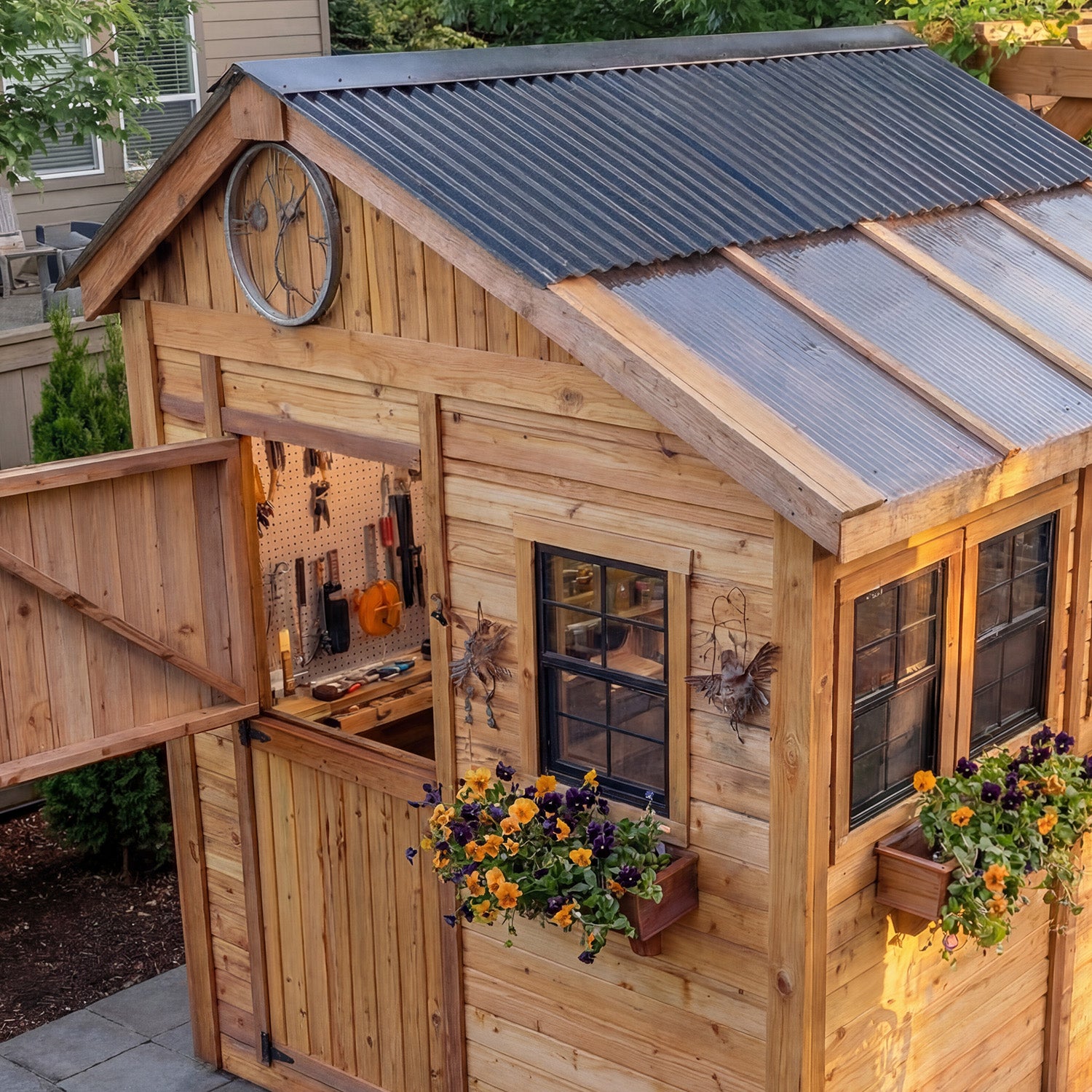 Outdoor Living Today 8x8 Western Red Cedar Sunshed Shed with Cedar Roof