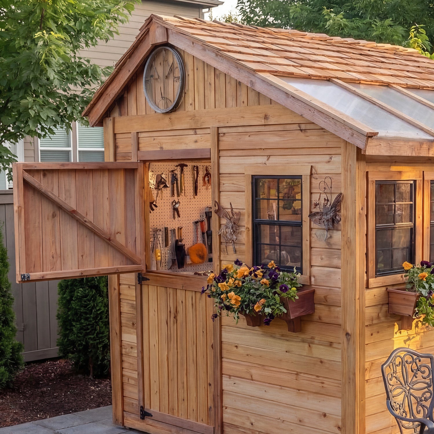Outdoor Living Today 8x8 Western Red Cedar Sunshed Shed with Cedar Roof