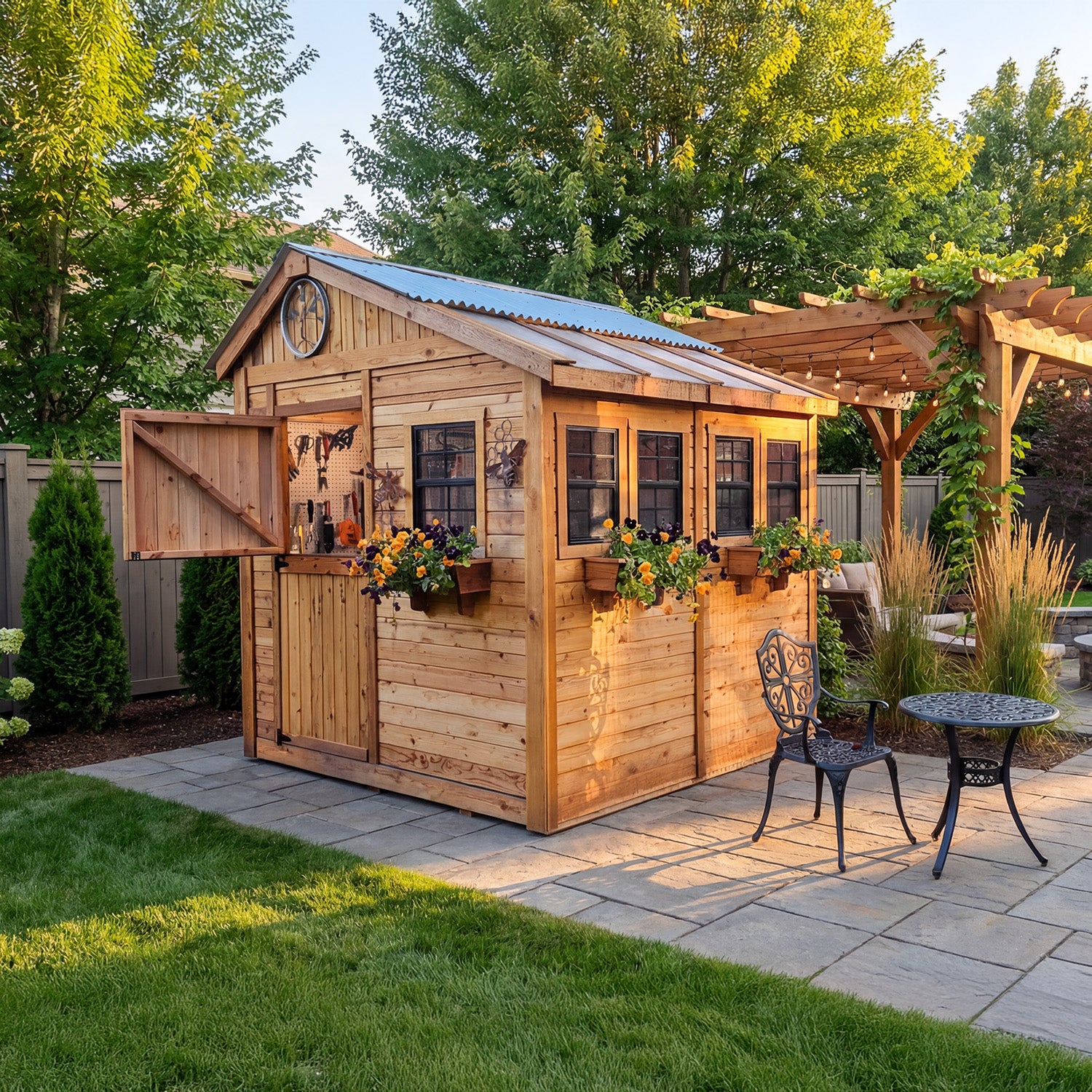Outdoor Living Today 8x8 Western Red Cedar Sunshed Shed with Cedar Roof