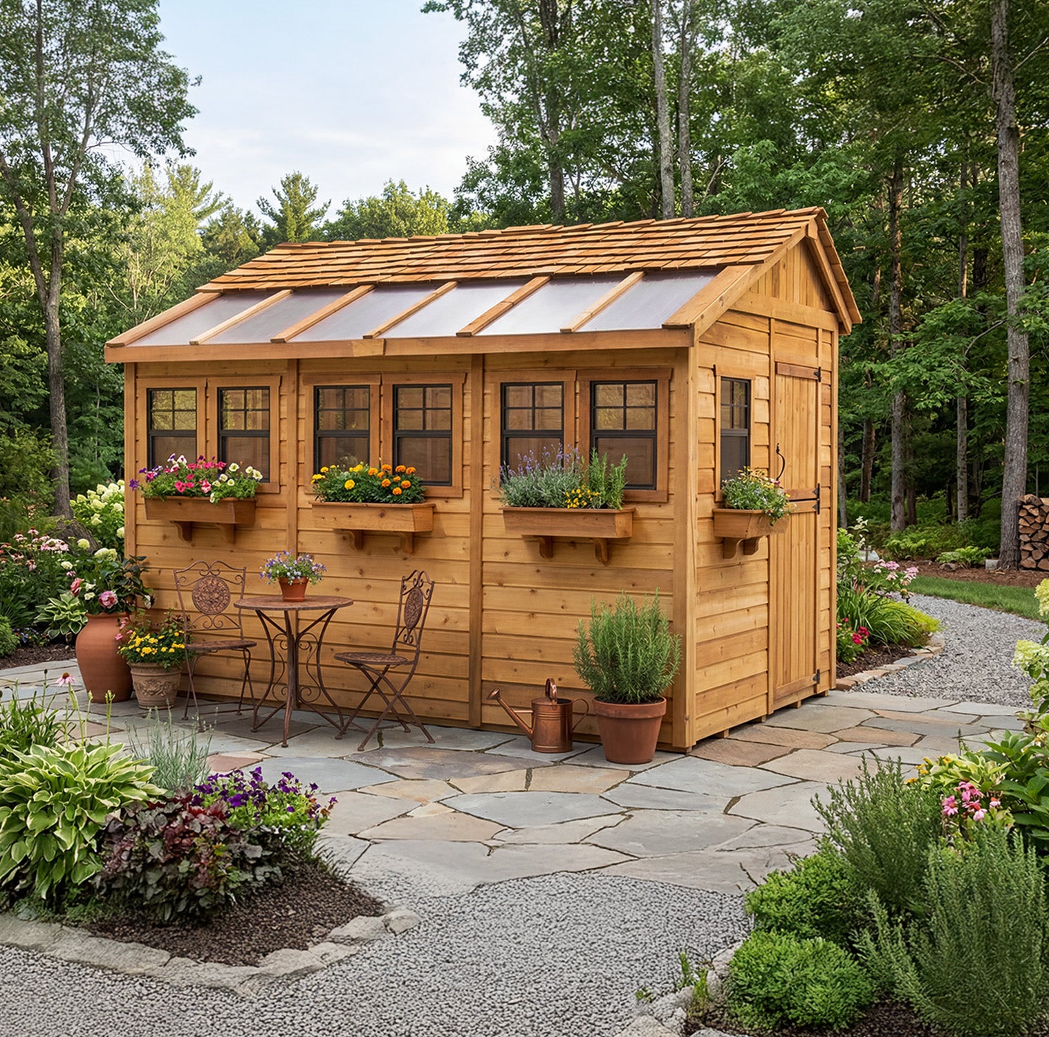 Outdoor Living Today 8x12 Western Red Cedar Sunshed Shed with Cedar Roof