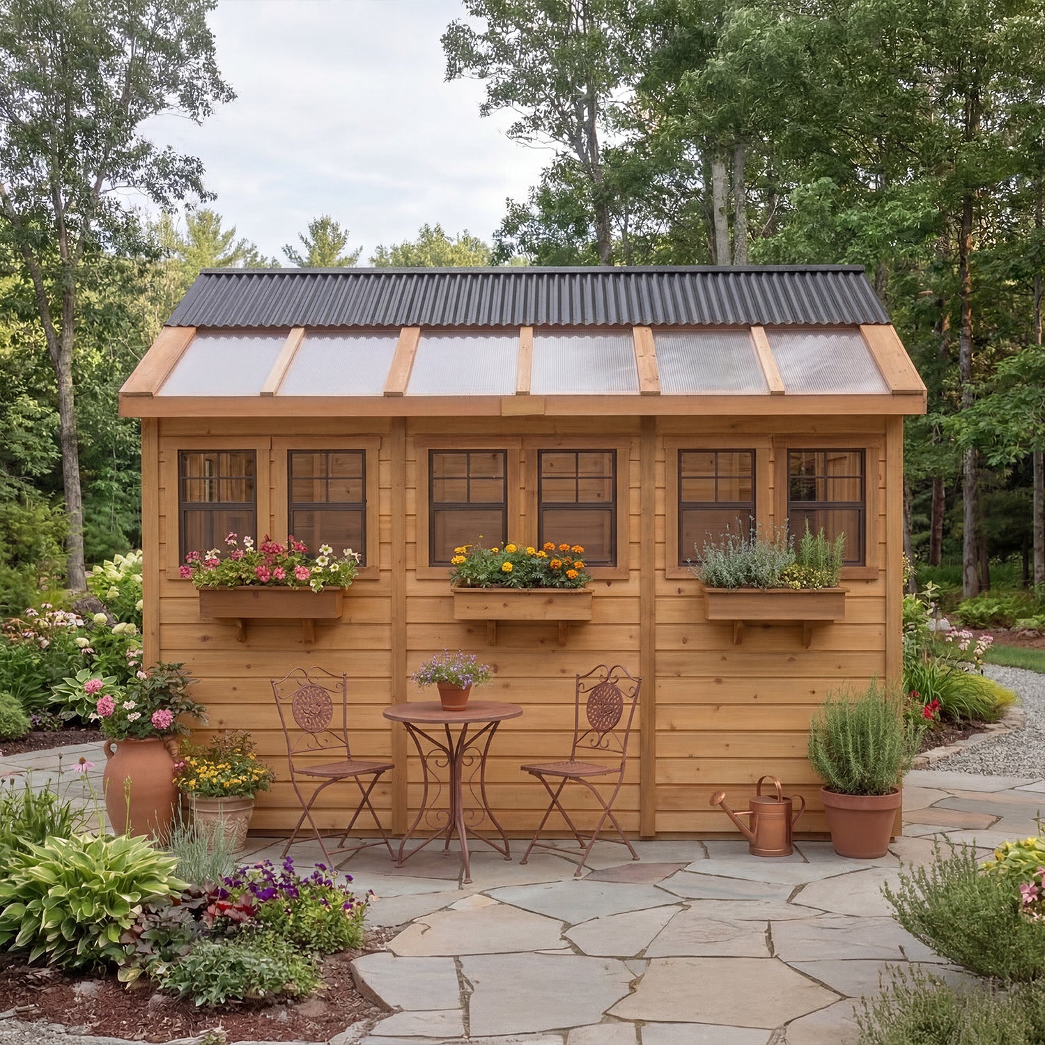 Outdoor Living Today 8x12 Western Red Cedar Sunshed Shed with Cedar Roof