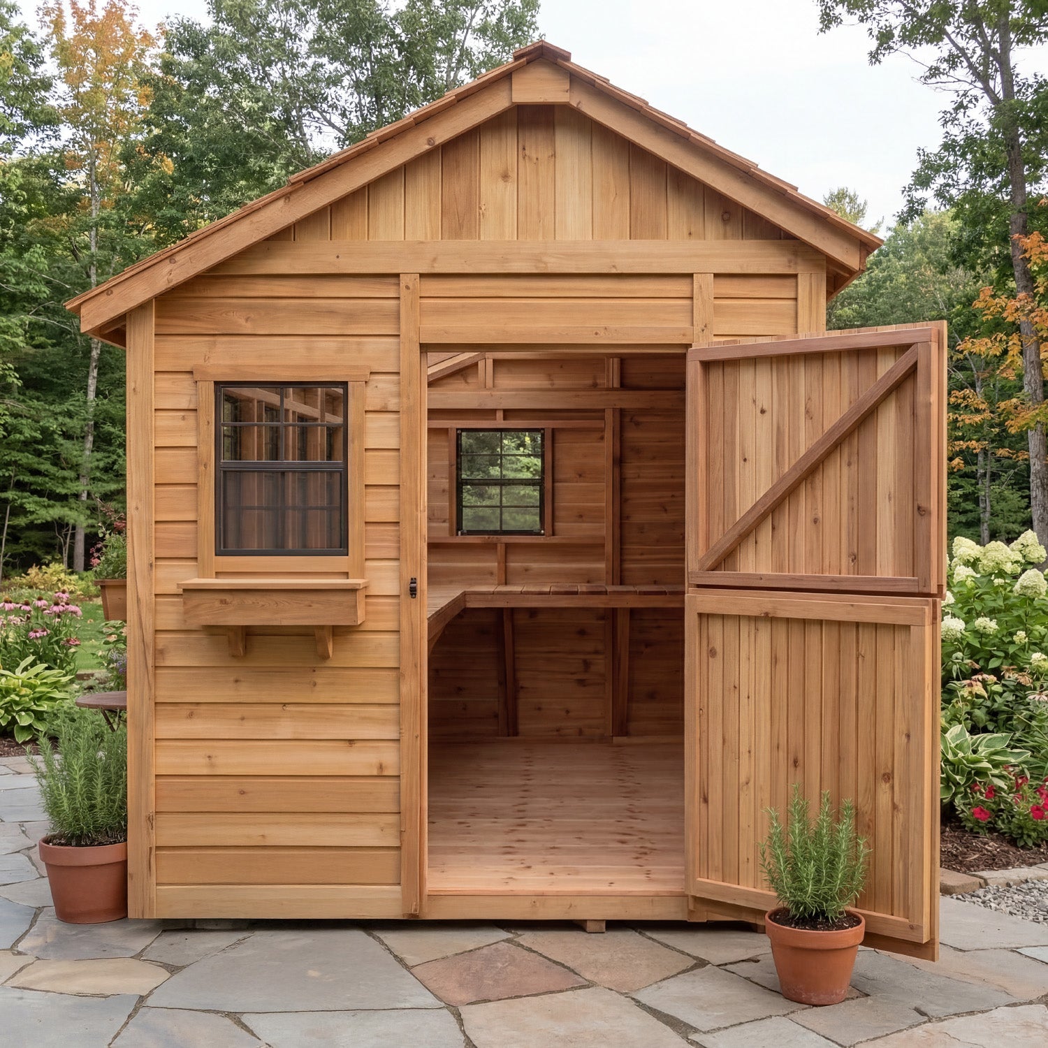 Outdoor Living Today 8x8 Western Red Cedar Sunshed Shed with Cedar Roof