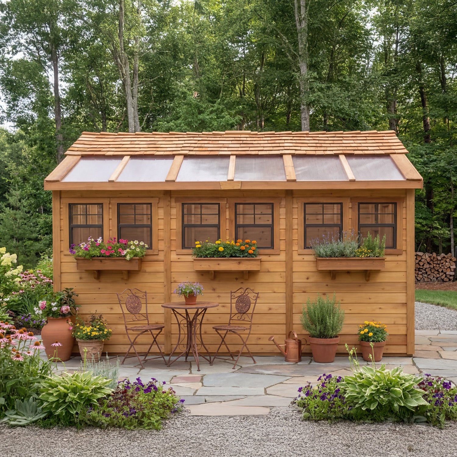 Outdoor Living Today 8x12 Western Red Cedar Sunshed Shed with Cedar Roof