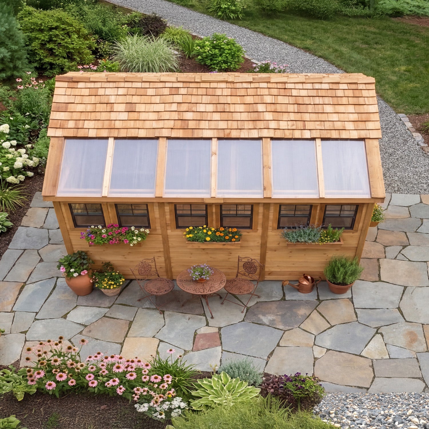Outdoor Living Today 8x12 Western Red Cedar Sunshed Shed with Cedar Roof