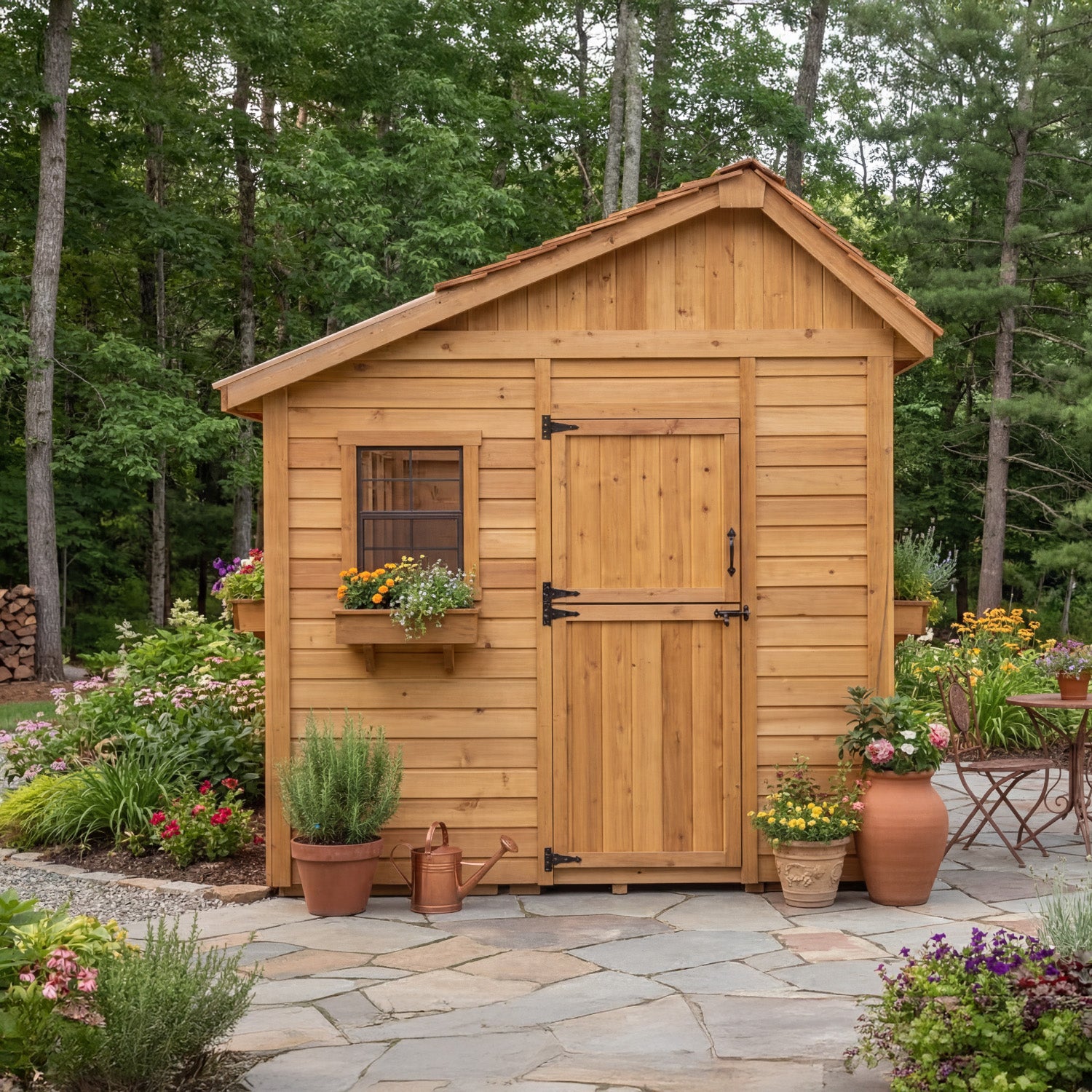 Outdoor Living Today 8x12 Western Red Cedar Sunshed Shed with Cedar Roof
