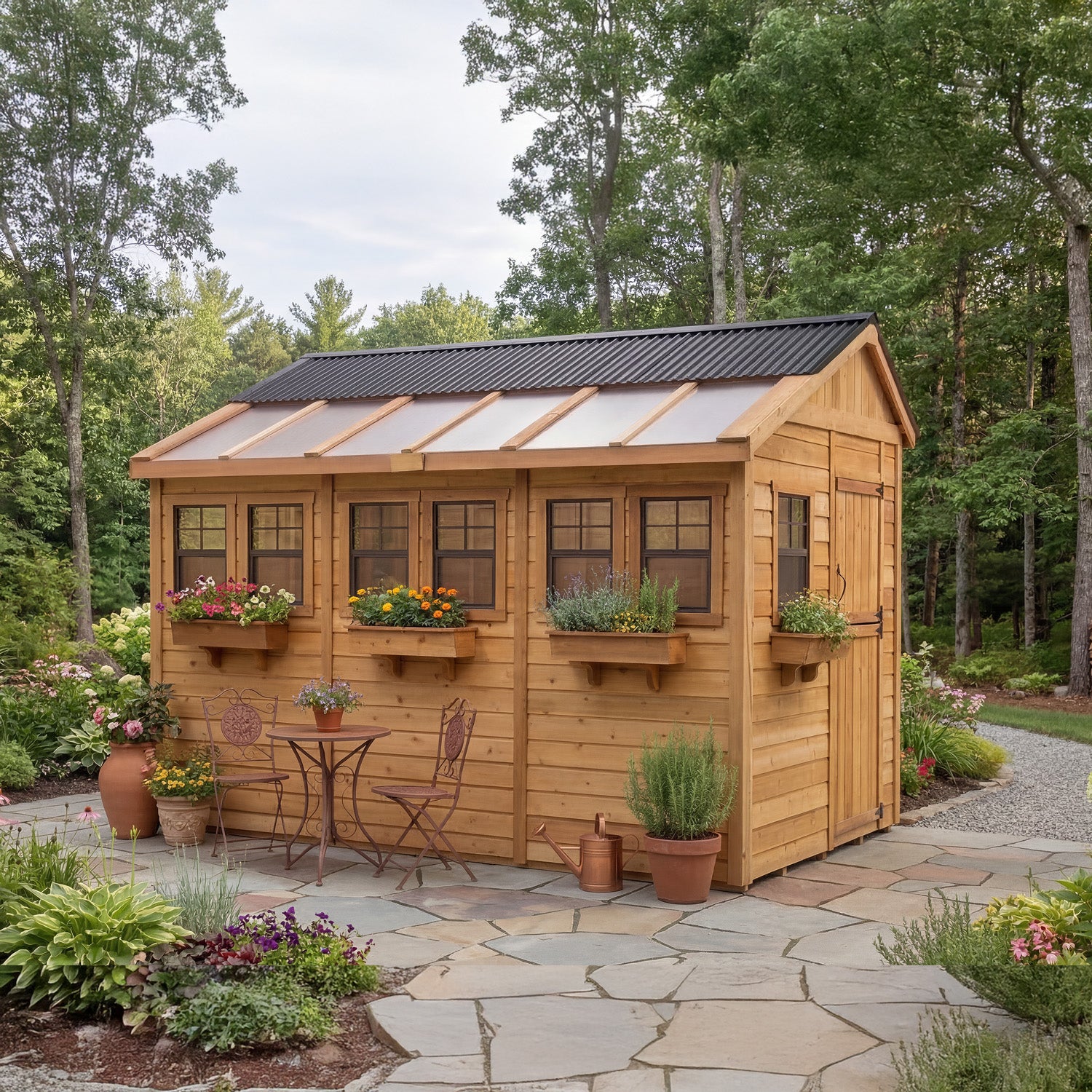 Outdoor Living Today 8x12 Western Red Cedar Sunshed Shed with Cedar Roof