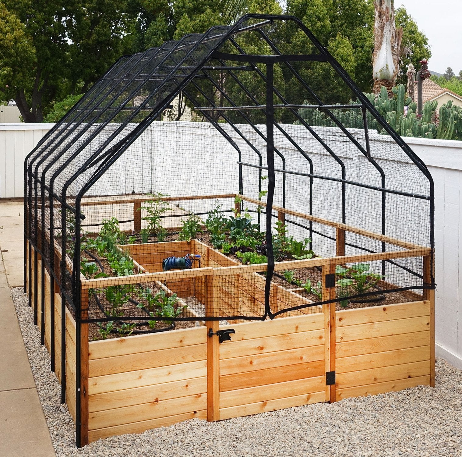 Outdoor Living Today 8x8 Western Red Cedar Raised Garden Bed with Bird Net Frame & Cover