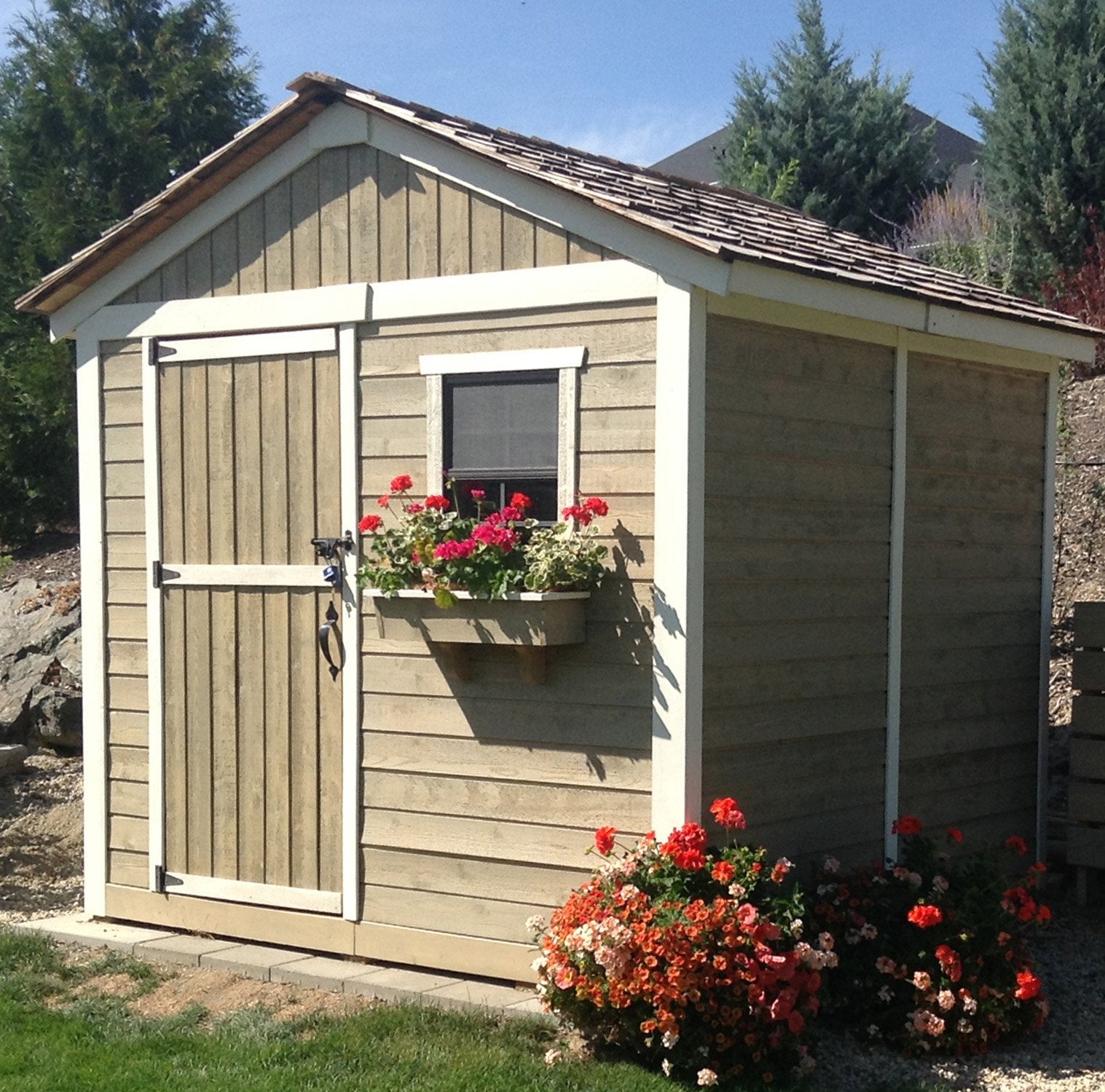 Outdoor Living Today 8x8 Western Red Cedar Gardener Shed with Metal Roof
