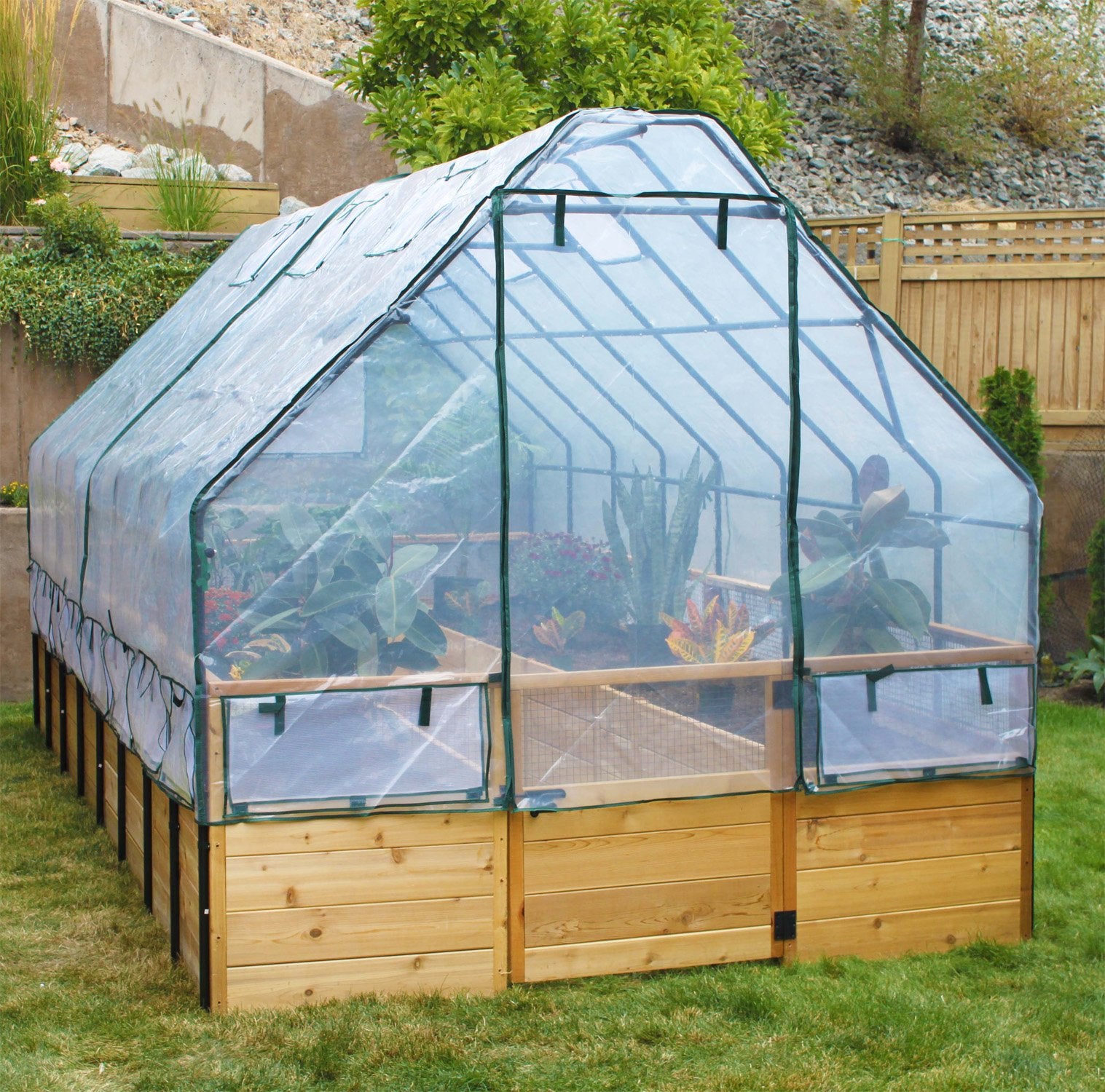Outdoor Living Today 8x12 Western Red Cedar Raised Garden Bed Greenhouse Option