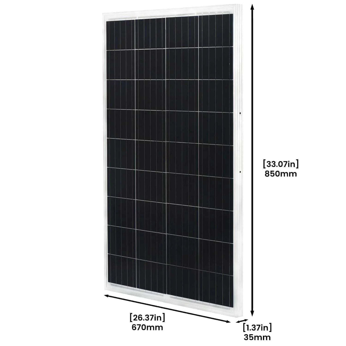 Solar panel with black photovoltaic cells in a white frame measuring 33.07 x 26.37 inches, designed for Nature's Generator Lithium 3600.