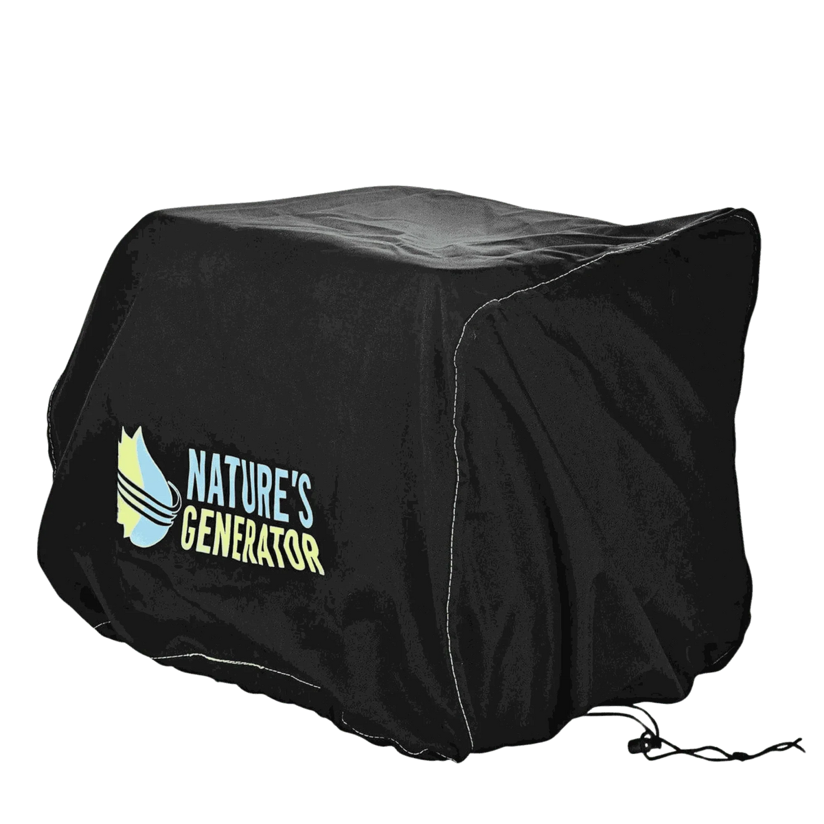 Nature's Generator Cover, black protective polyester cover with logo and reinforced white stitching