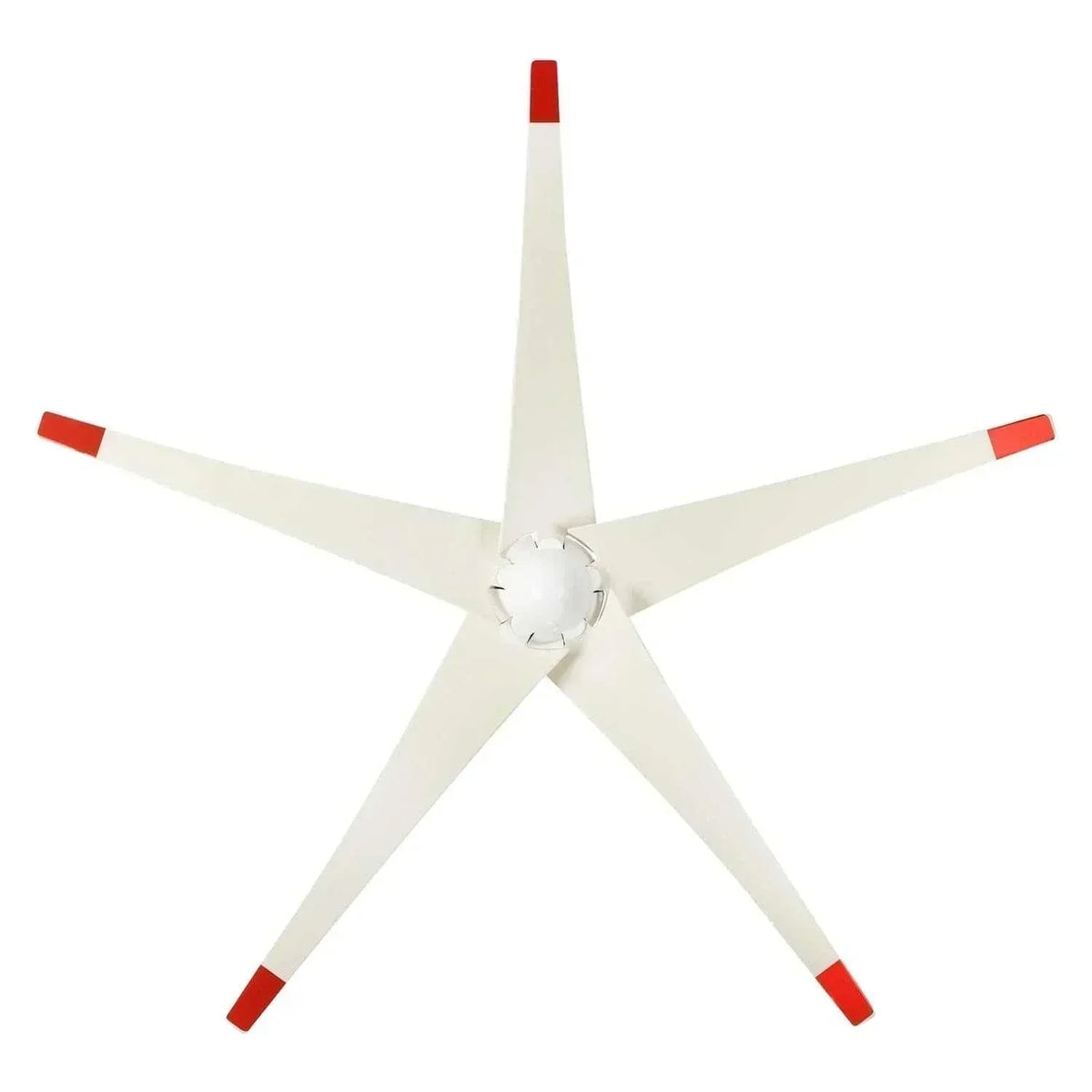 Five-blade white wind turbine with red tips designed for renewable energy systems, compatible with Nature's Generator Lithium 3600.