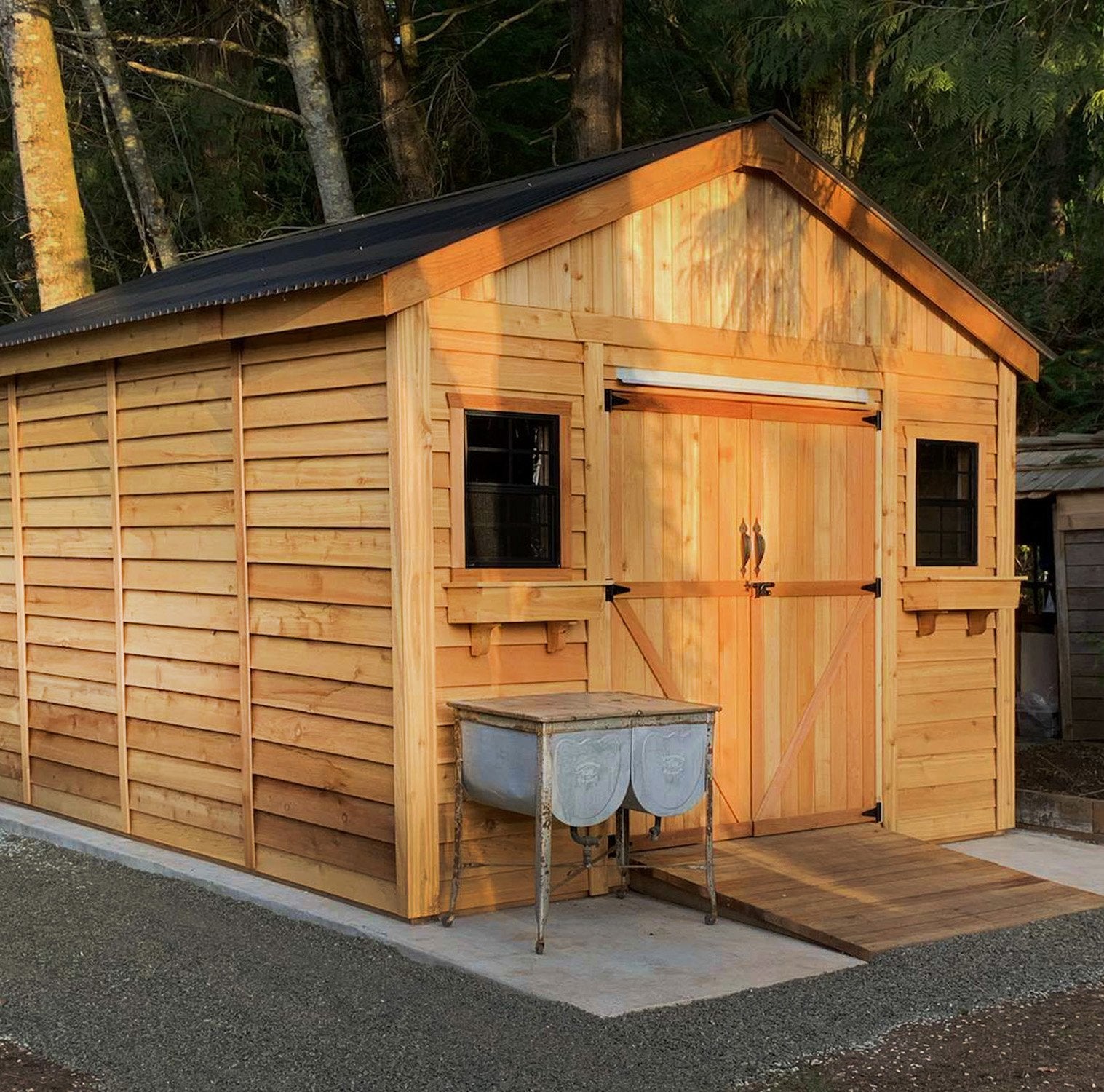 Outdoor Living Today 12x16 Western Red Cedar Spacemaster with Metal Roof