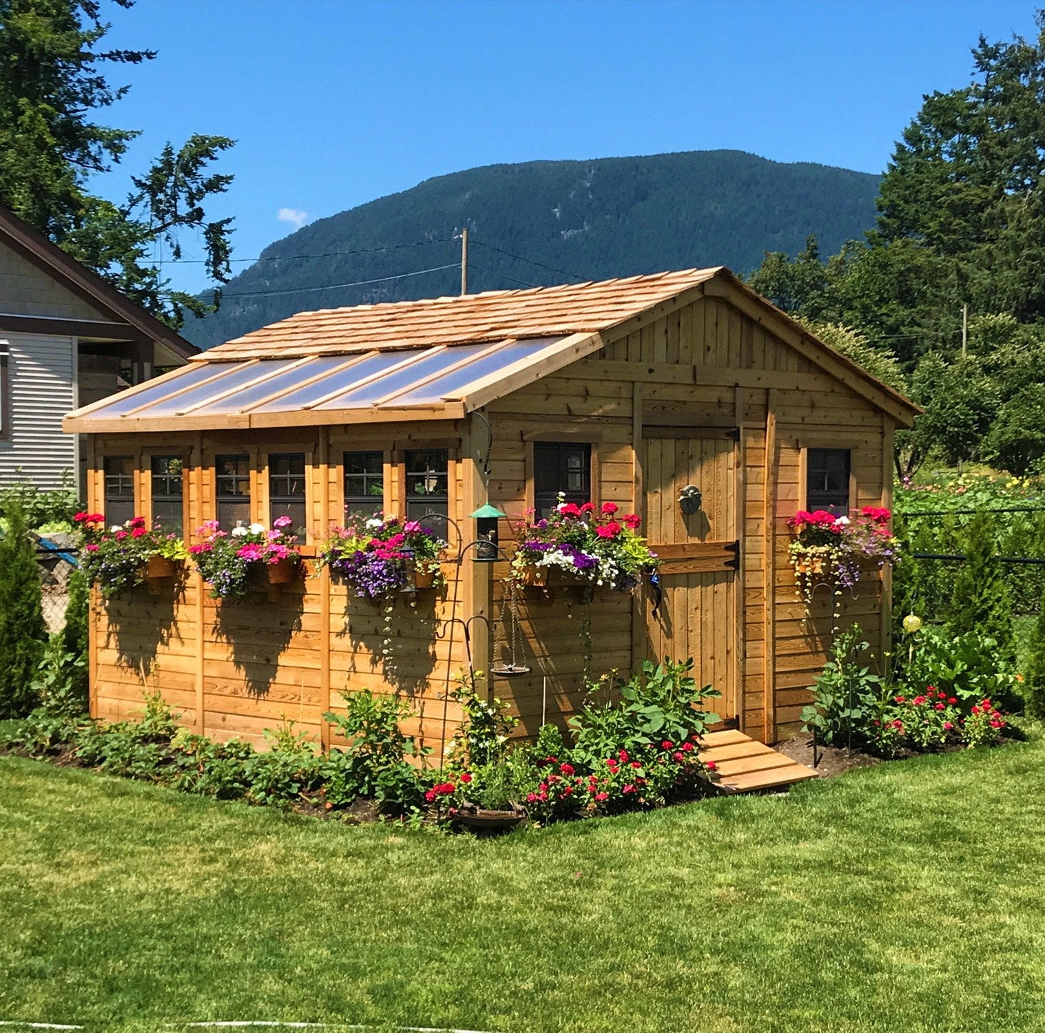 Outdoor Living Today 12x12 Western Red Cedar Sunshed Shed with Metal Roof
