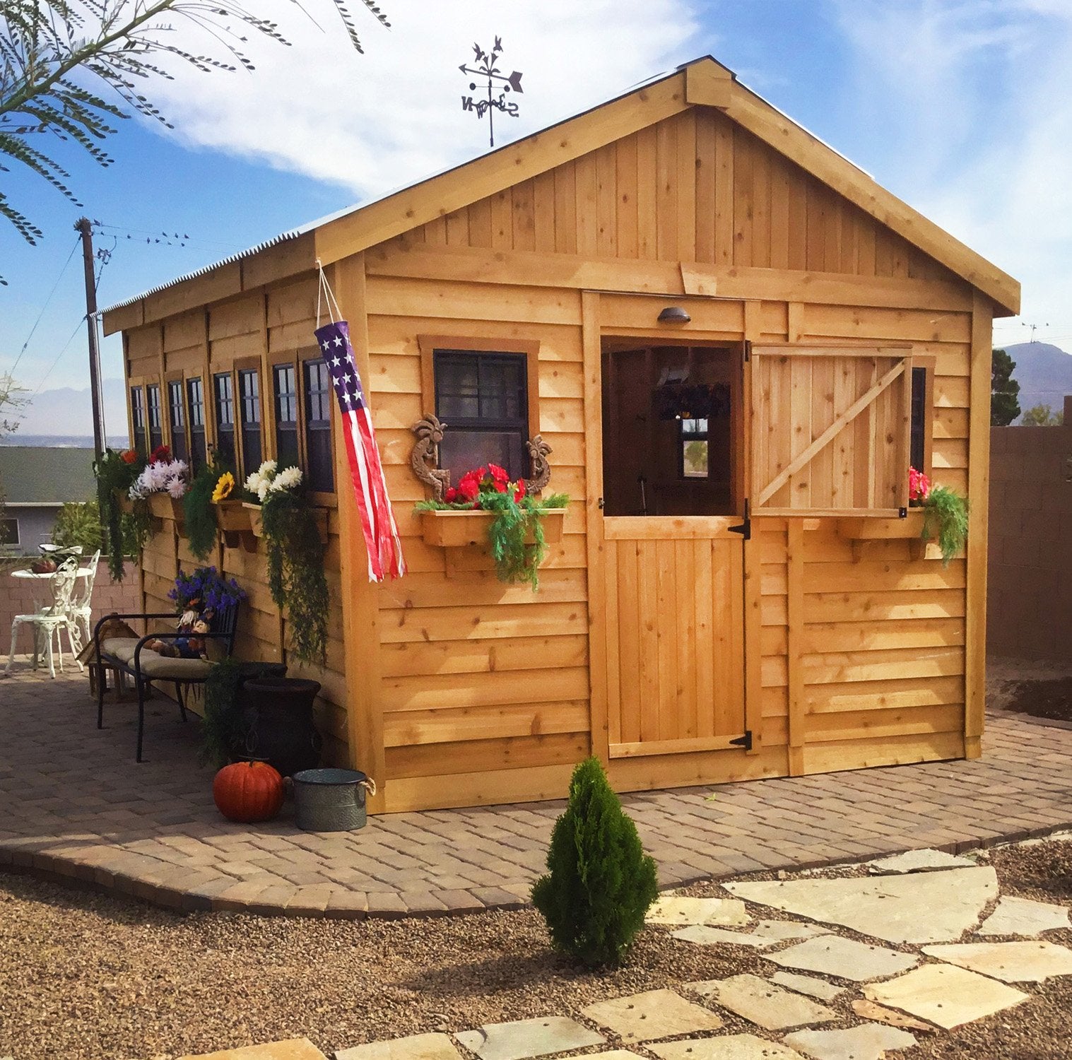 Outdoor Living Today 12x16 Western Red Cedar Sunshed Shed with Metal Roof